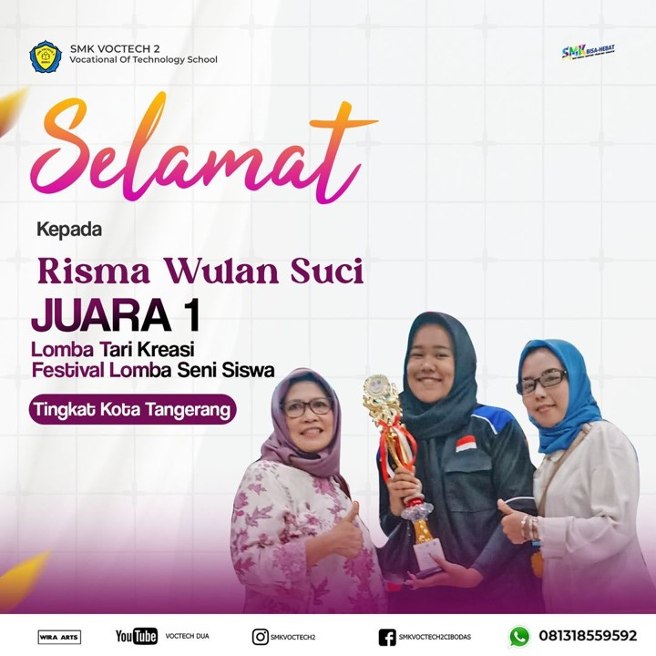 Siswi SMK Voctech 2 Juara 1 Tari Kreasi Dalam Lomba FLS2N